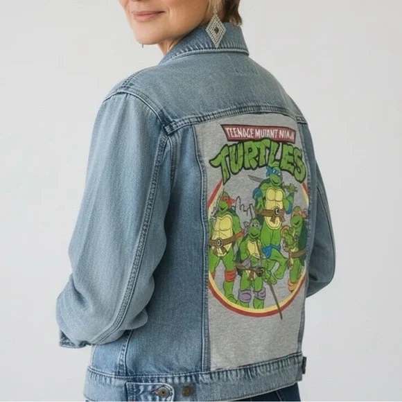 Teenage Mutant Ninja Turtles Upcycled Women’s Denim Jean Character Jacket - Picture 5 of 9